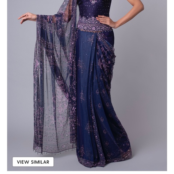 Sari & Corset two piece set. Dark purple & lilac contrast pattern. NWOT - Picture 4 of 7